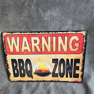 Vintage Style BBQ Zone Warning Sign